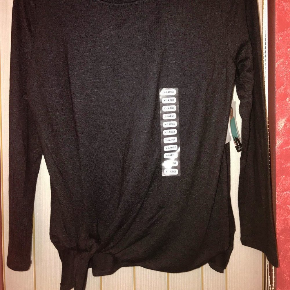 ZX (ZeroXposur) Platinum Women’s Knotted Long Sleeve Top Black Size XL - Picture 3 of 5